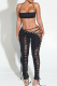 Sexy Solid Color Backless Cross Straps Halter Sleeveless Two Pieces