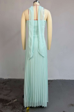 Sexy Solid Color Pleated Strapless Long Dresses