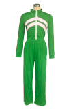 Casual Sportswear Zipper Contrast Zipper Collar Long Sleeve Two Pieces