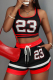 Sexy Sportswear Digital Contrast U Neck Sleeveless Two Pieces