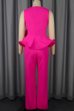 Casual Solid Color Flower Shape V Neck Sleeveless Two Pieces