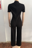 Sexy Stripe Hollow Out O Neck Regular Jumpsuits