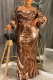Elegant Solid Color Hot Drill O Neck Long Plus Size Dresses