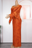Elegant Solid Color Hot Drill O Neck Long Plus Size Dresses
