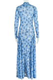 Elegant Print Patchwork O Neck A Line Dresses