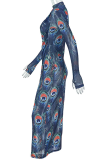 Elegant Print Patchwork O Neck Printed Dresses