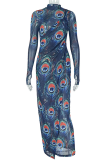 Elegant Print Patchwork O Neck Printed Dresses