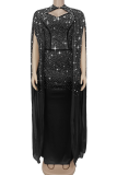 Elegant Solid Color Hot Drill Mandarin Collar Long Dresses