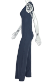 Sexy Solid Color Patchwork Deep V Neck Regular Jumpsuits
