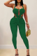Sexy Solid Color Hollow Out Halter Skinny Jumpsuits