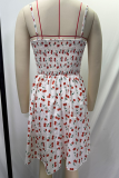 Sexy Print Backless Spaghetti Strap A Line Dresses