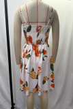 Sexy Print Backless Spaghetti Strap A Line Dresses