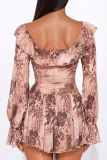 Sexy Leopard Print Flounce V Neck Printed Dresses