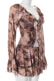 Sexy Leopard Print Flounce V Neck Printed Dresses
