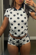 Casual Polka Dot Contrast V Neck Short Sleeve Two Pieces