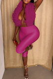 Casual Solid Color Backless Deep V Neck Sleeveless Two Pieces