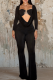 Sexy Solid Color Metal Accessories Trim Bodycon Jumpsuits