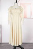 Elegant Solid Color Ruched Square Neck Long Plus Size Dresses