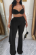 Sexy Solid Color Backless Halter Sleeveless Two Pieces