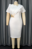 Elegant Solid Color Flounce O Neck Evening Dresses