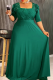 Elegant Solid Color Ruched Square Neck Long Plus Size Dresses