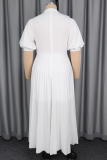 Elegant Solid Color Hollow Out Pleated O Neck Evening Dresses