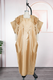 Casual Solid Color Patchwork Square Neck Long Dresses
