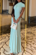 Elegant Solid Color Ruched O Neck Long Dresses