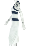 Sexy Contrast Halter Wrapped Skirt Dresses