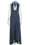 Elegant Solid Color Ruched Deep V Neck Irregular Dresses