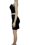 Sexy Solid Color Patchwork Strapless Sleeveless Two Pieces