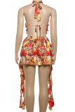 Sexy Print Backless Halter Printed Dresses