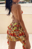 Sexy Print Backless Halter Printed Dresses