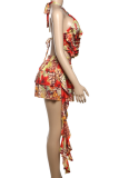 Sexy Print Backless Halter Printed Dresses