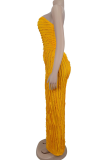 Sexy Ripple Patchwork Strapless Loose Jumpsuits