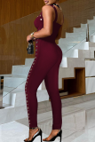 Sexy Solid Color Patchwork Spaghetti Strap Skinny Jumpsuits