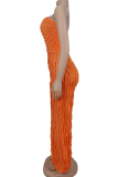 Sexy Ripple Patchwork Strapless Loose Jumpsuits