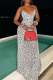 Sexy Polka Dot Patchwork Spaghetti Strap Long Dresses