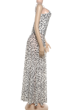 Sexy Polka Dot Patchwork Spaghetti Strap Long Dresses