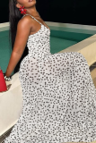 Sexy Polka Dot Patchwork Spaghetti Strap Long Dresses