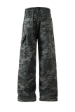 Casual Camouflage Print Patchwork Loose Mid Waist Wide Leg Full Print Bottoms