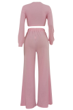Casual Stripe Patchwork O Neck Long Sleeve Two Pieces