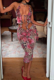 Sexy Print Strap Design Spaghetti Strap Sleeveless Two Pieces