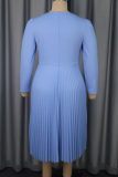 Elegant Solid Color Pleated Flower Shape O Neck Long Dresses