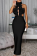 Sexy Solid Color Backless Flower Shape Turtleneck Long Dresses
