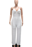 Sexy Solid Color Patchwork Spaghetti Strap Loose Jumpsuits