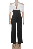 Casual Contrast Off Shoulder Bodycon Jumpsuits