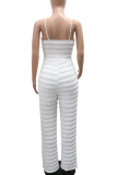 Sexy Solid Color Patchwork Spaghetti Strap Loose Jumpsuits