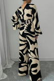 Casual Print Patchwork V Neck Loose Jumpsuits