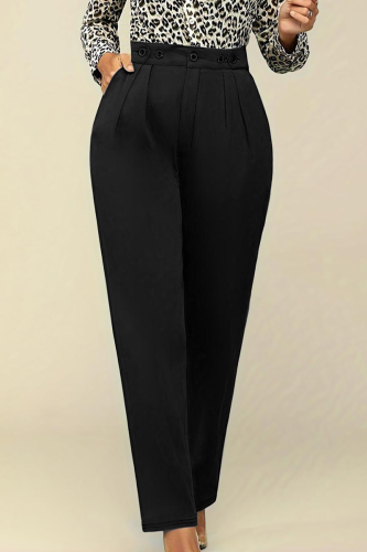 Casual Solid Color Patchwork Loose Mid Waist Conventional Patchwork Bottoms
